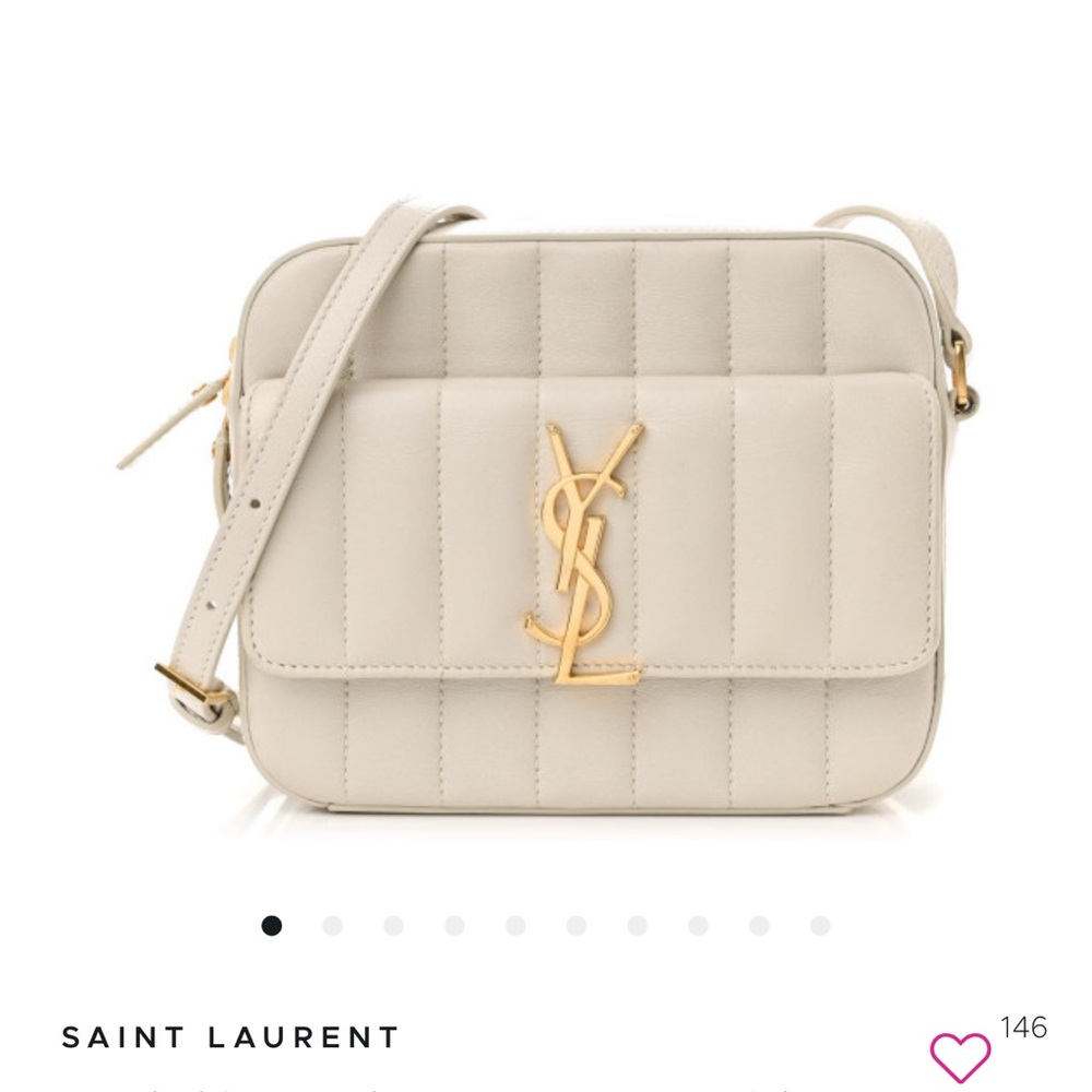 Saint Laurent Cream Quilted Crossbody Bag with Gold Hardware
